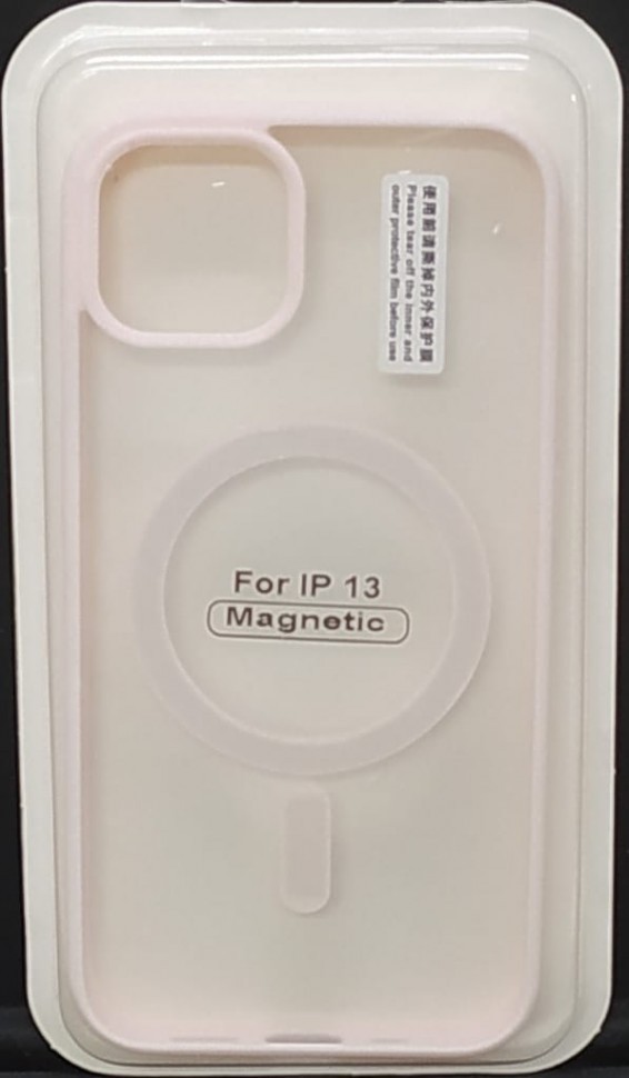 Накладка для i-Phone 13 6.1" Magsafe силикон прозрачный бока розовые