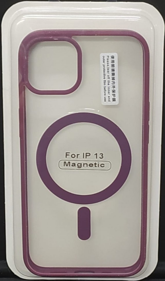 Накладка для i-Phone 13 6.1" Magsafe силикон прозрачный бока бордовые