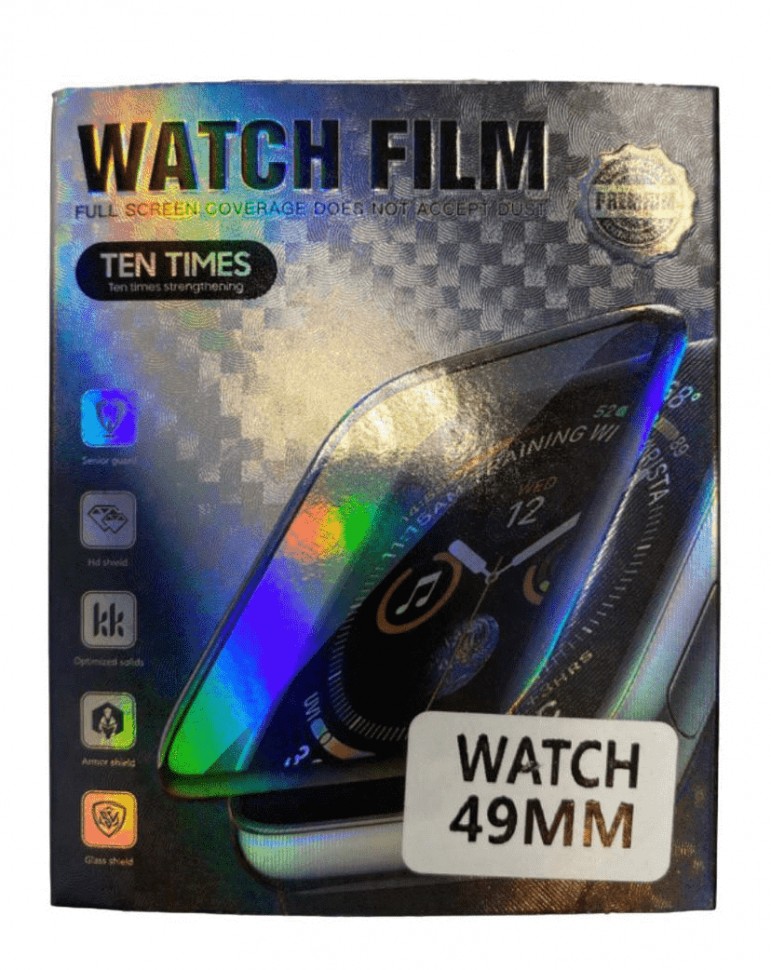 Защитное стекло для Apple watch "49" чёрное 3D