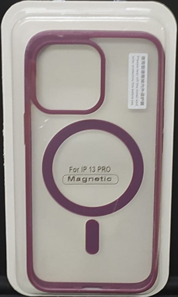 Накладка для i-Phone 13 Pro 6.1" Magsafe силикон прозрачный бока бордовые