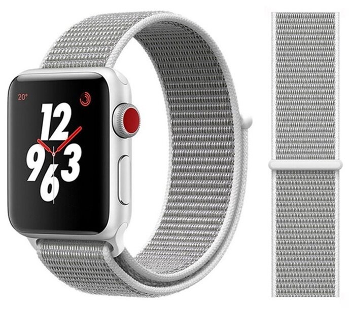 Сменный браслет для Apple Watch 38-40mm ткань липучка серый