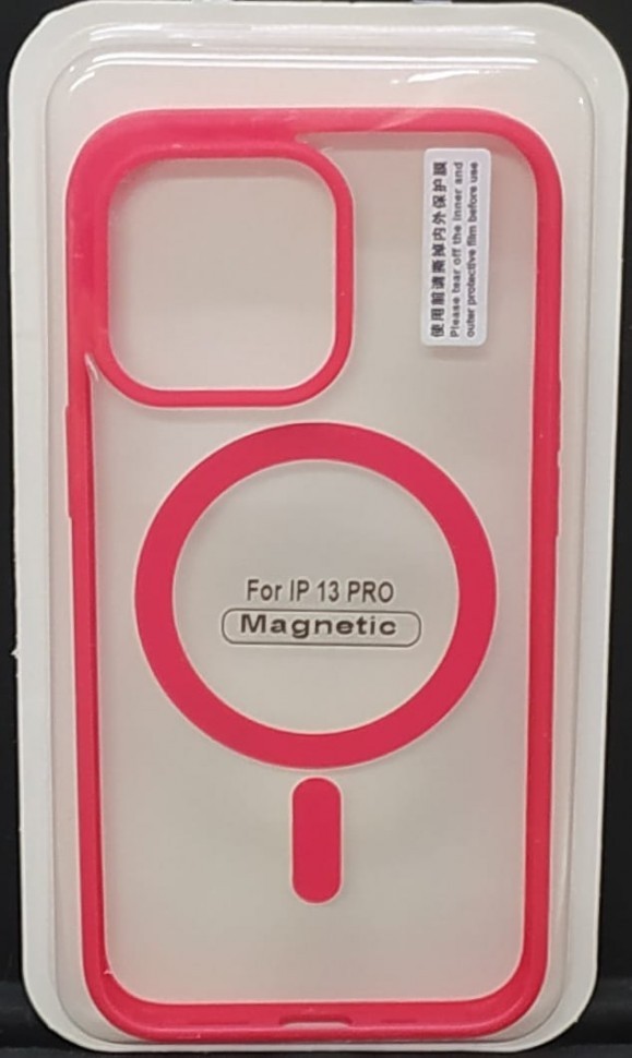 Накладка для i-Phone 13 Pro 6.1" Magsafe силикон прозрачный бока красные