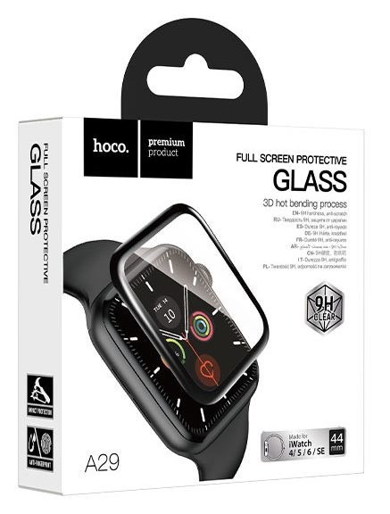 Защитное стекло для Apple watch "44" чёрное Hoco A29