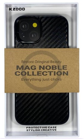 Накладка для i-Phone 14 K-Doo Mag Noble кожаная под карбон черная