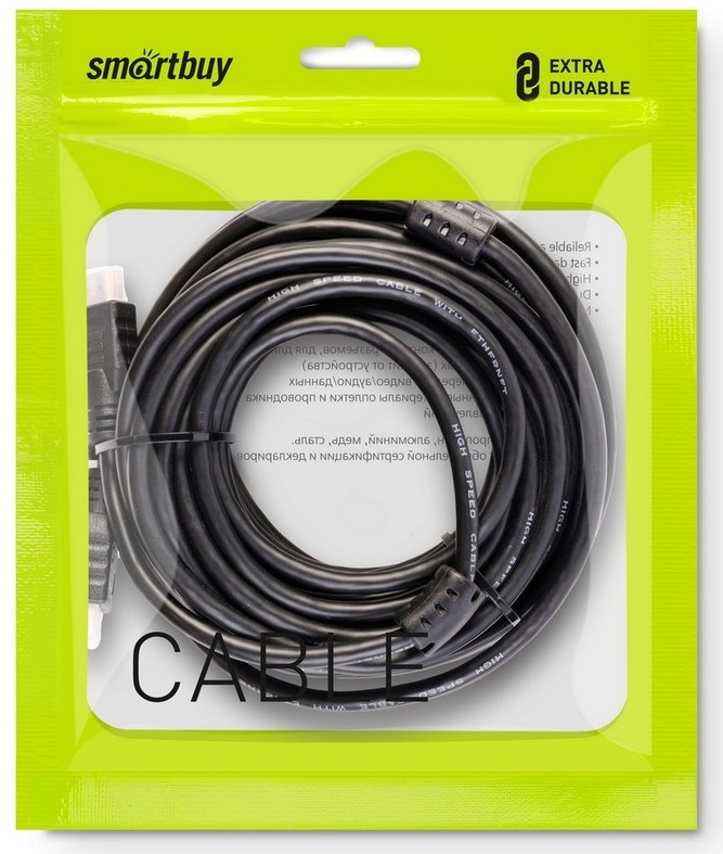 АудиоВидео кабель Smartbuy HDMI - HDMI ver.2.0 A-M/A-M, 2 фильтра, 10 м (K-352-100-2)/10
