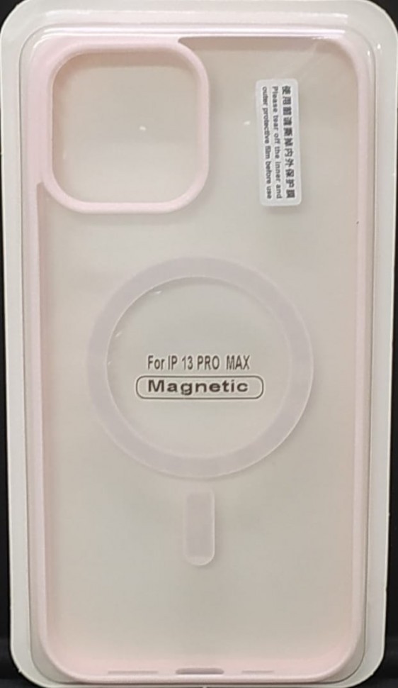 Накладка для i-Phone 13 Pro Max 6.7" Magsafe силикон прозрачный бока розовые
