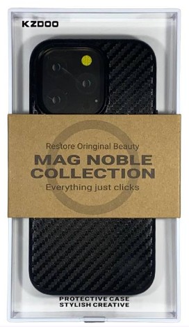 Накладка для i-Phone 14 Pro K-Doo Mag Noble кожаная под карбон черная