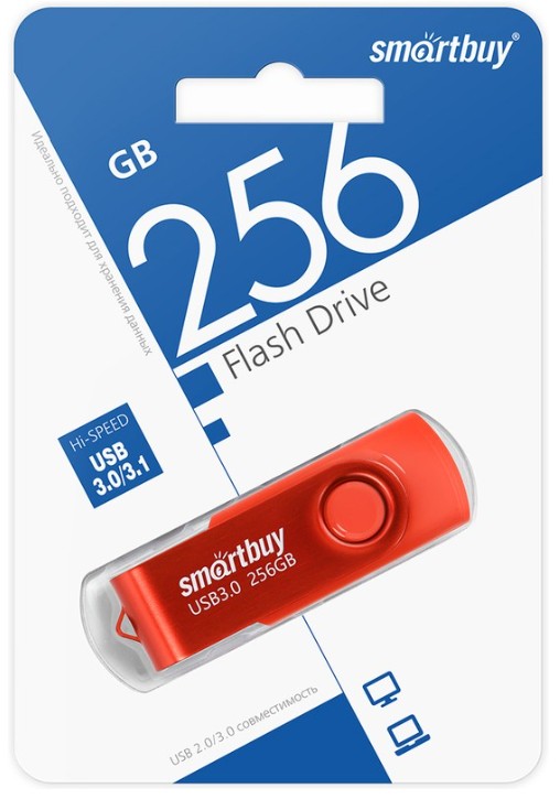 3.0/3.1 USB флеш накопитель SmartBuy 256GB Twist Red (SB256GB3TWR)