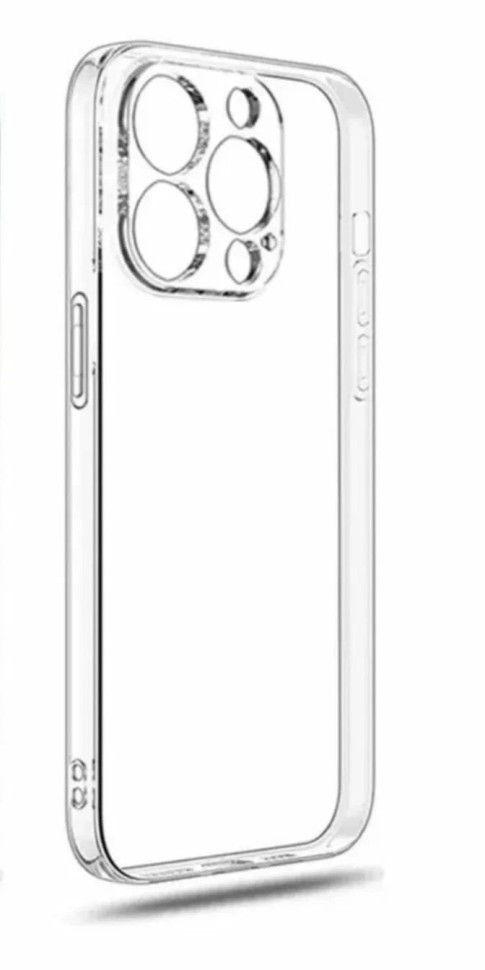 Чехол-накладка силикон i-Phone 15 Pro Max прозрачный с закрытой камерой тех.пак