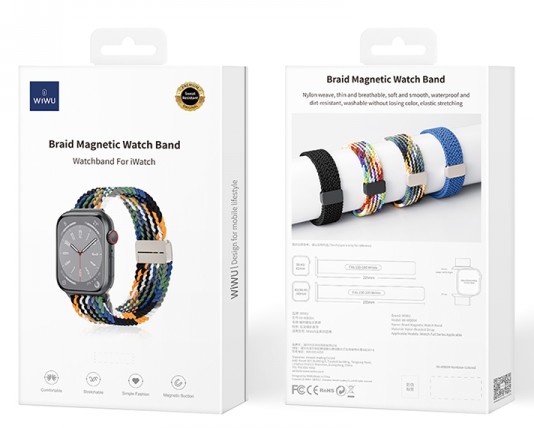 Плетёный ремешок Wiwu Braid Magnetic Watch Band для Apple Watch 42/44/45/49mm Cowboy Colorful