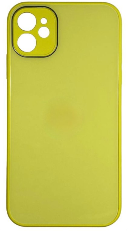 Чехол-накладка для i-Phone 11 силикон (стеклянная крышка) желтая