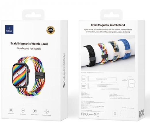 Плетёный ремешок Wiwu Braid Magnetic Watch Band для Apple Watch 42/44/45/49mm Rainbow Colorful