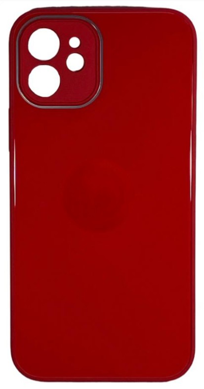 Чехол-накладка для i-Phone 11 силикон (стеклянная крышка) красная