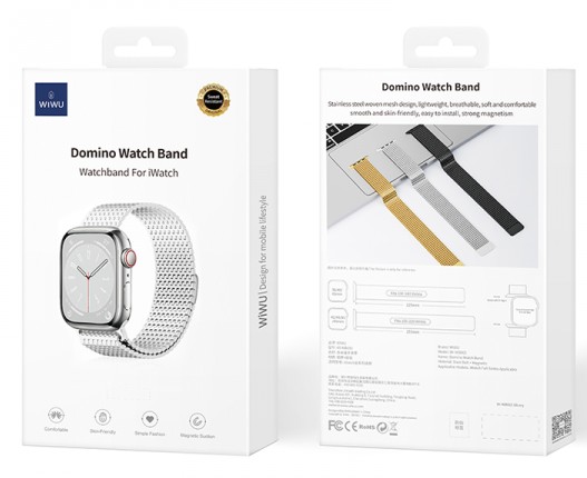 Металлический ремешок Wiwu Domino Watch Band для Apple Watch 42/44/45/49mm серебристый