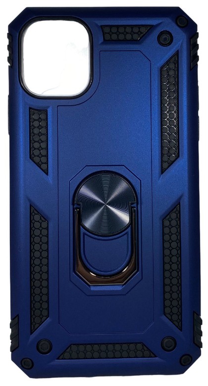 Накладка для i-Phone 11 силиконовая противоударная с кольцом синяя