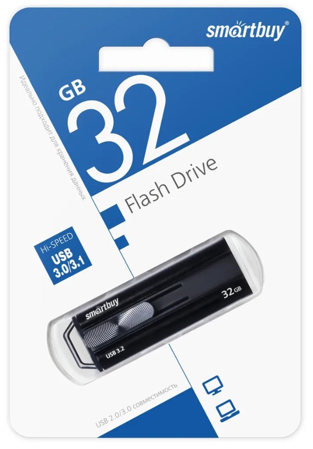 3.0/3.1 USB флеш накопитель Smartbuy 32GB Iron-2 Металлическии Black (SB032GBIR2K)