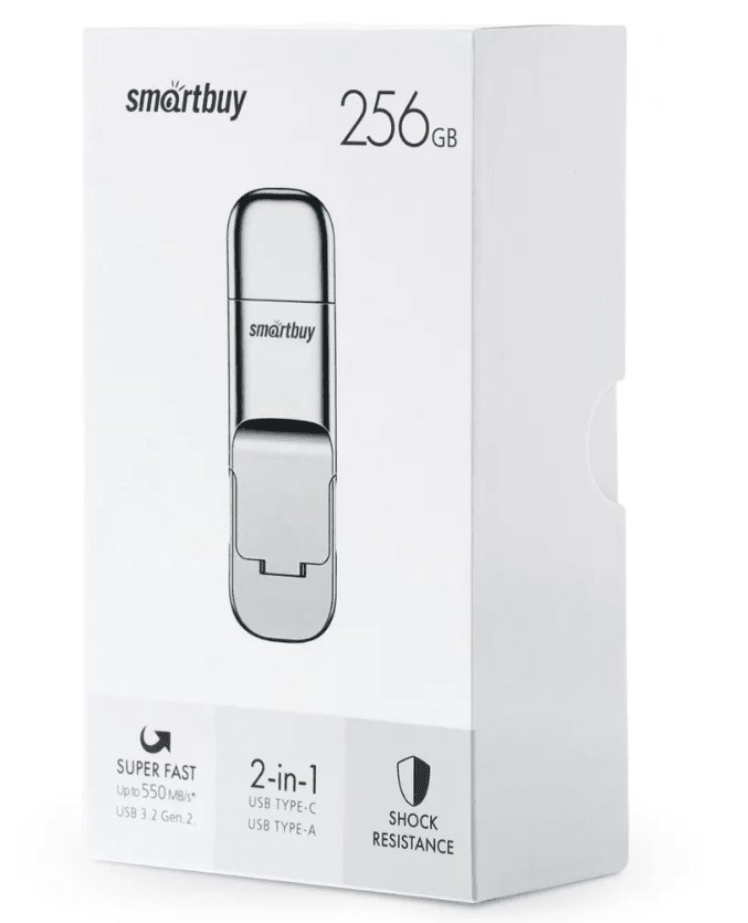 3.2 USB флэш накопитель Smartbuy Gen.2 256GB M5 Dual Type-C/Type-A, R/W 550/480MB/s (SB256GBM5)