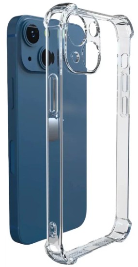 Чехол-накладка силикон i-Phone 13 прозрачный противоударный с закрытой камерой тех.пак
