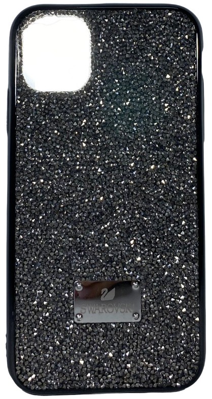 Накладка для i-Phone 11 6.1" Swarovski силикон (с блестками) темно-серый