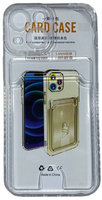 Чехол-накладка силикон с карманом под карту i-Phone 13 Mini 5.8" прозрачная