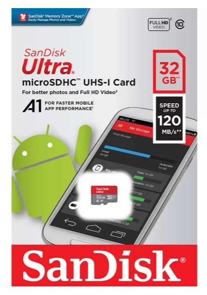 micro SDHC карта памяти SanDisk 32GB Class10 U1 A1 Ultra 120MB/s (SDSQUA4-032G-GN6MN) (без ад.)