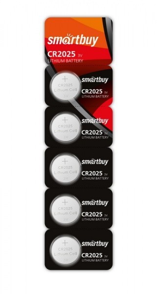Литиевый элемент питания Smartbuy CR2025/5B (100/4000) SBBL-2025-5B