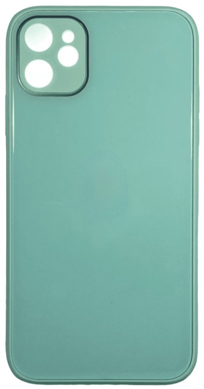 Чехол-накладка для i-Phone 11 силикон (стеклянная крышка) бирюзовая