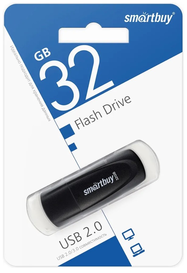 3.0/3.1 USB флеш накопитель Smartbuy 032GB Scout Black (SB032GB3SCK)