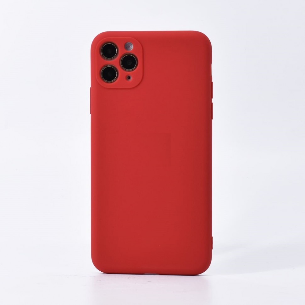 Накладка для i-Phone 13 Pro Max Silicone icase под оригинал, камера закрыта №33 тёмно-красная