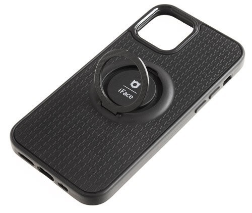 Чехол-накладка для i-Phone 12 6.1" силикон iface с держателем чёрный