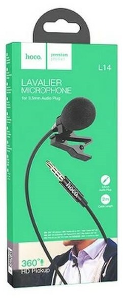 Микрофон Hoco L14 петличка/2м/3.5мм черный