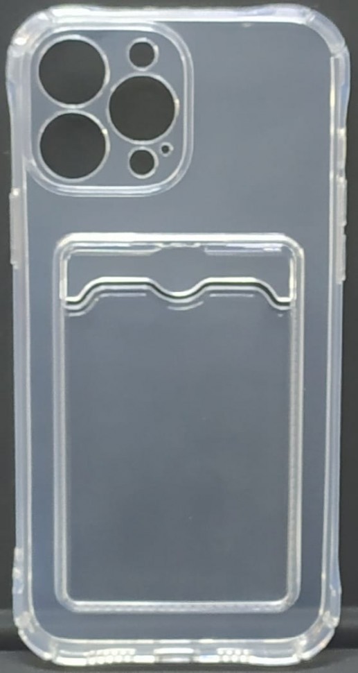 Чехол-накладка силикон с карманом под карту i-Phone 14 Pro Max 6.7" прозрачная