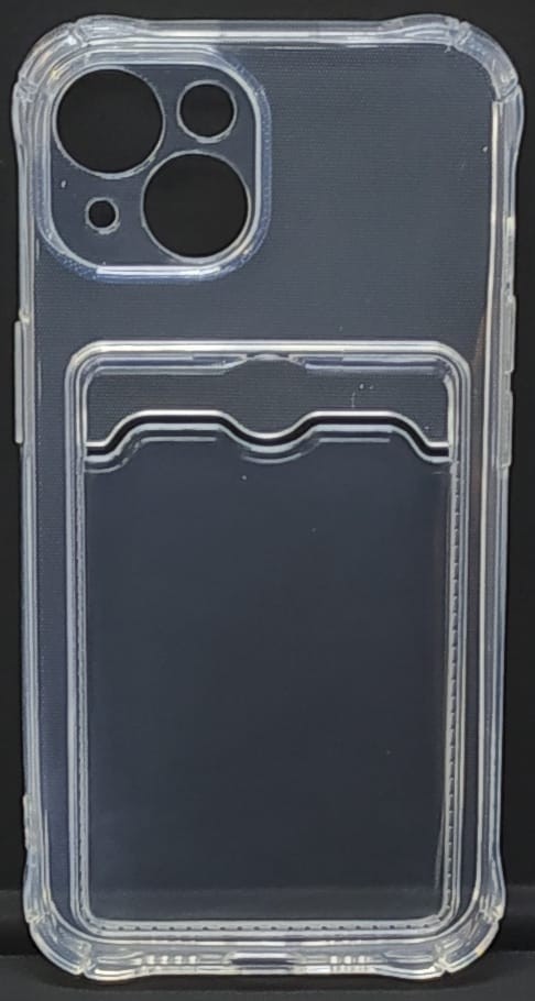 Чехол-накладка силикон с карманом под карту i-Phone 14 6.1" прозрачная