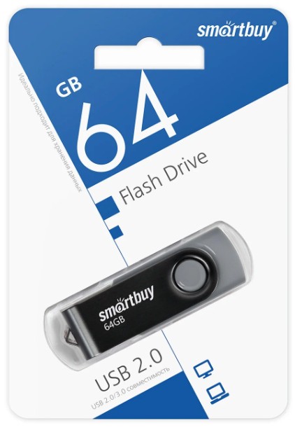 USB флеш накопитель Smartbuy 64GB Twist (SB064GB2TWK) черный