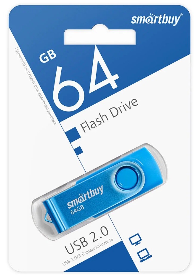 USB флеш накопитель Smartbuy 64GB Twist (SB064GB2TWB) синий