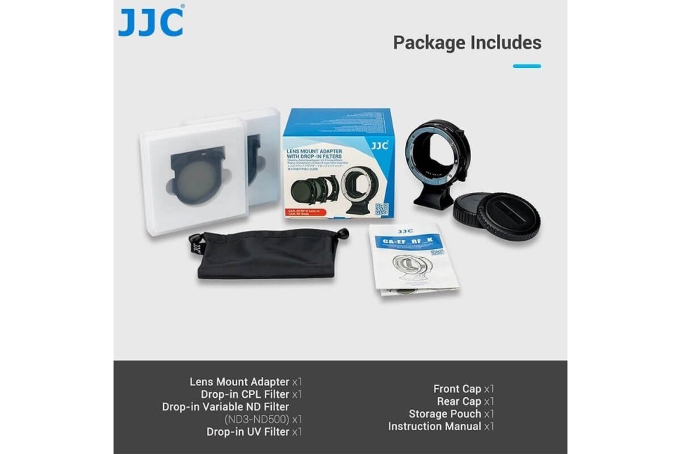 JJC CA-EF_RF_K Адаптер крепления объектива с вставными фильтрами для Canon EF-EOS R