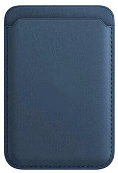 Кожаный чехол-бумажник для карт и визиток MagSafe Leather Wallet для Apple i-Phone тёмно-синии