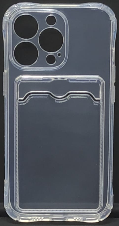 Чехол-накладка силикон с карманом под карту i-Phone 13 Pro 6.1" прозрачная