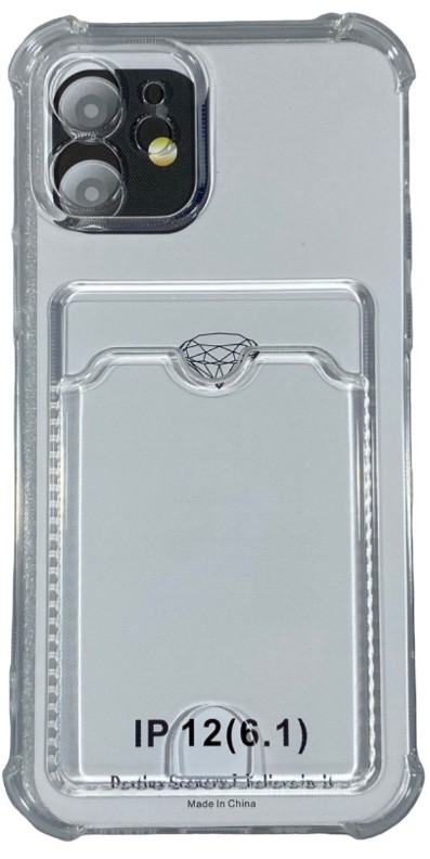 Чехол-накладка силикон с карманом под карту i-Phone 12 6.1" прозрачная