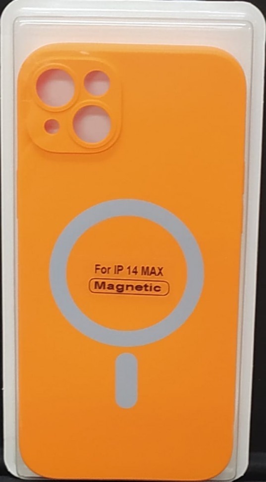 Накладка для i-Phone 14 Max 6.7" Magsafe силикон оранжевая