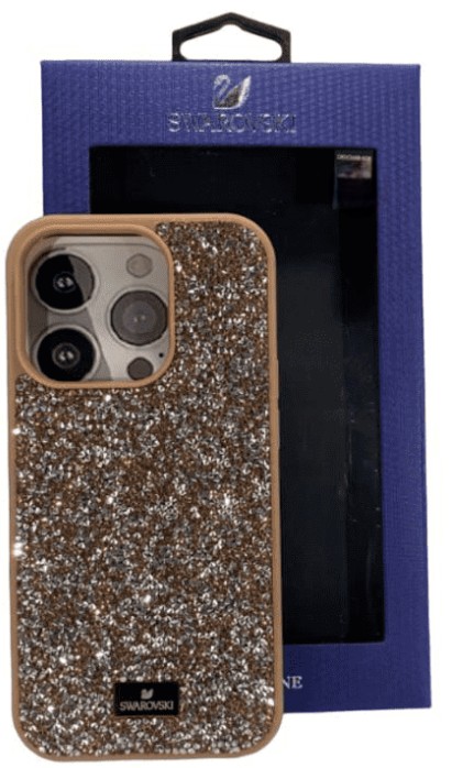 Накладка для i-Phone 13 Pro 6.1" Swarovski розовое золото