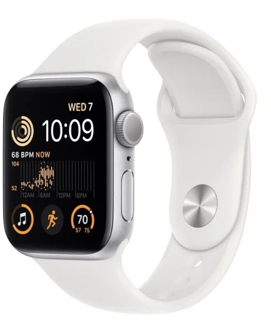 Apple Watch SE2 GPS 44мм Aluminum Case with Sport Band, серебро/белый