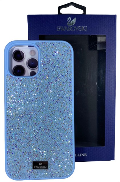 Накладка для i-Phone 12/12 Pro 6.1" Swarovski голубой