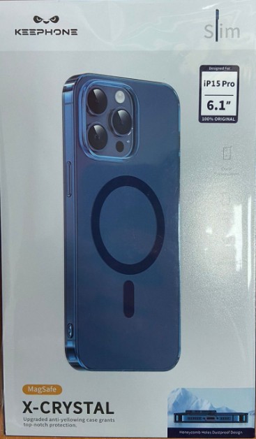 Накладка для i-Phone 15 Pro Keephone X-Crystal Magsafe синии прозрачный