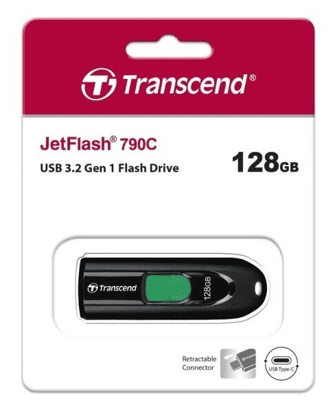 3.2 USB флеш накопитель Transcend 128GB JetFlash 790C черный