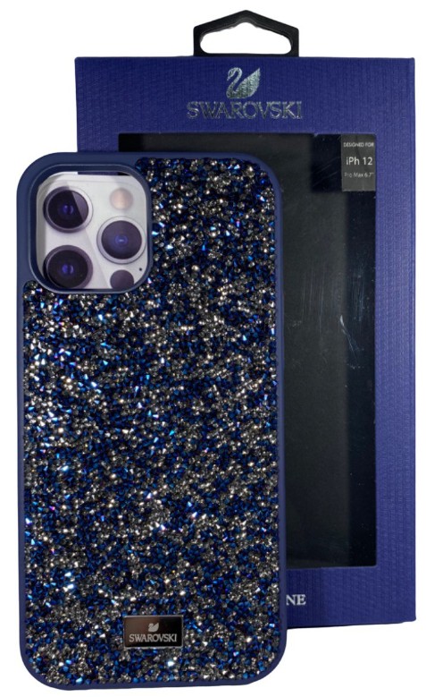 Накладка для i-Phone 12 Pro Max 6.7" Swarovski в синии