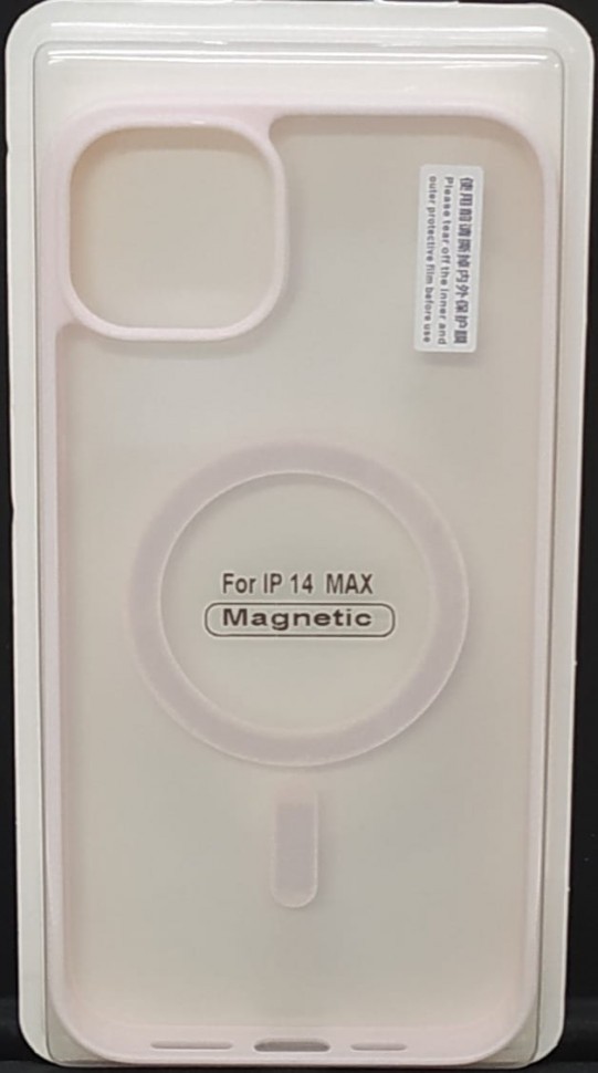 Накладка для i-Phone 14 Max 6.7" Magsafe силикон прозрачный бока розовая