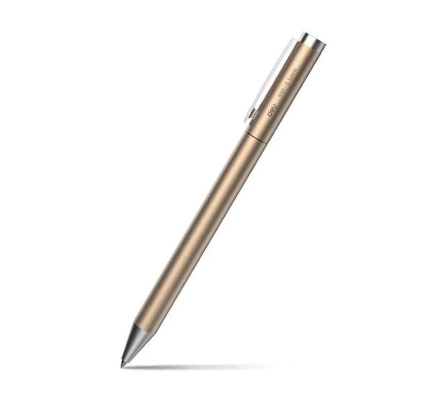 Ручка шариковая Xiaomi Deli металлическая S99 (черные чернила) золотая