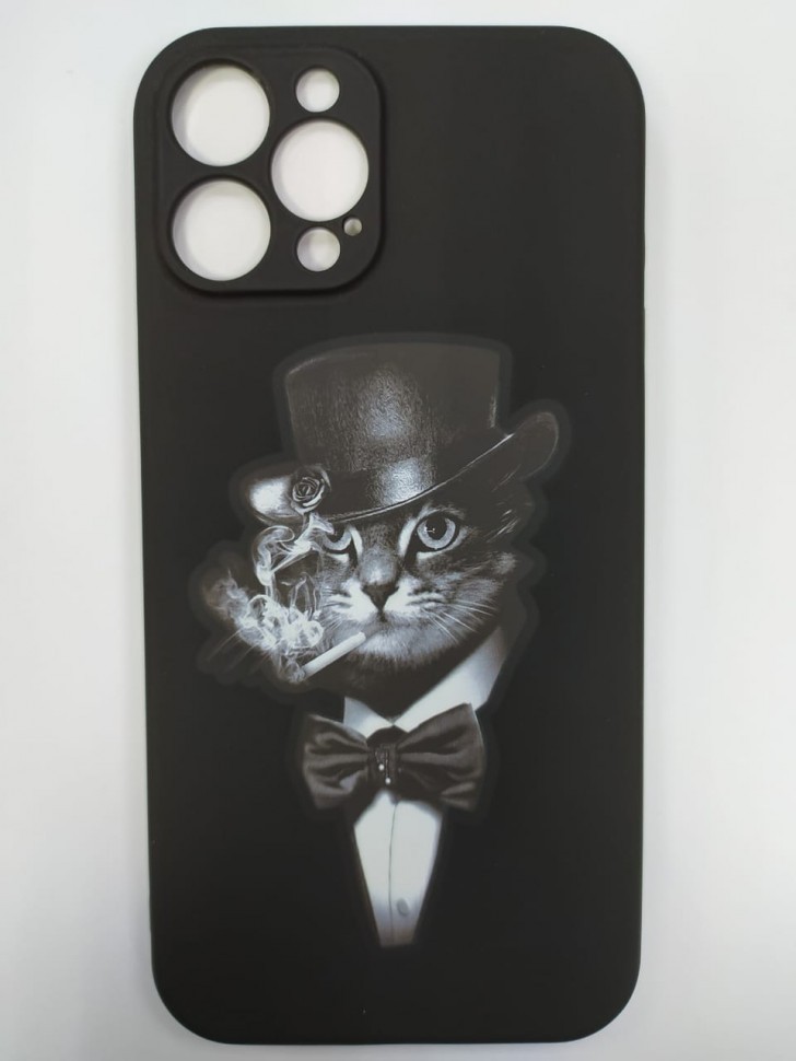 Накладка для i-Phone 12 Pro Max 6.7" силикон матовый чёрный с рисунками