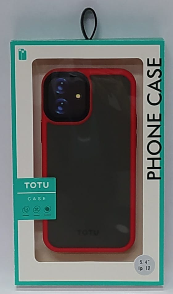 Накладка для i-Phone 12 mini 5.4" TOTU Gingle под кожу серо-красная